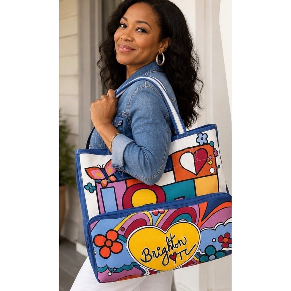 Brighton Power of Love Canvas Tote patchwork-style bag artwork by Tom Clancy